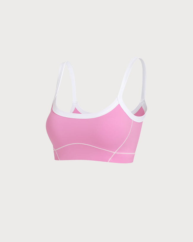 Pink Contrast Yoga Tank Top - RIHOAS