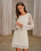 Women's Knit Nylon Mini Dress Apricot Dresses - RIHOAS