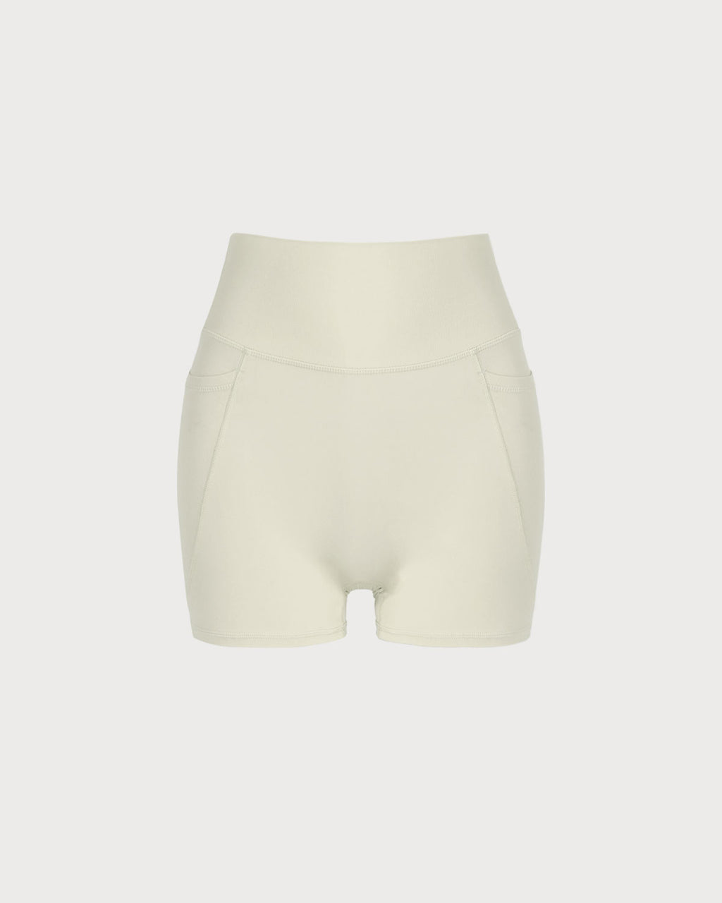 Women's Knit Nylon Side Pocket Yoga Shorts Apricot Yoga Bottoms - RIHOAS
