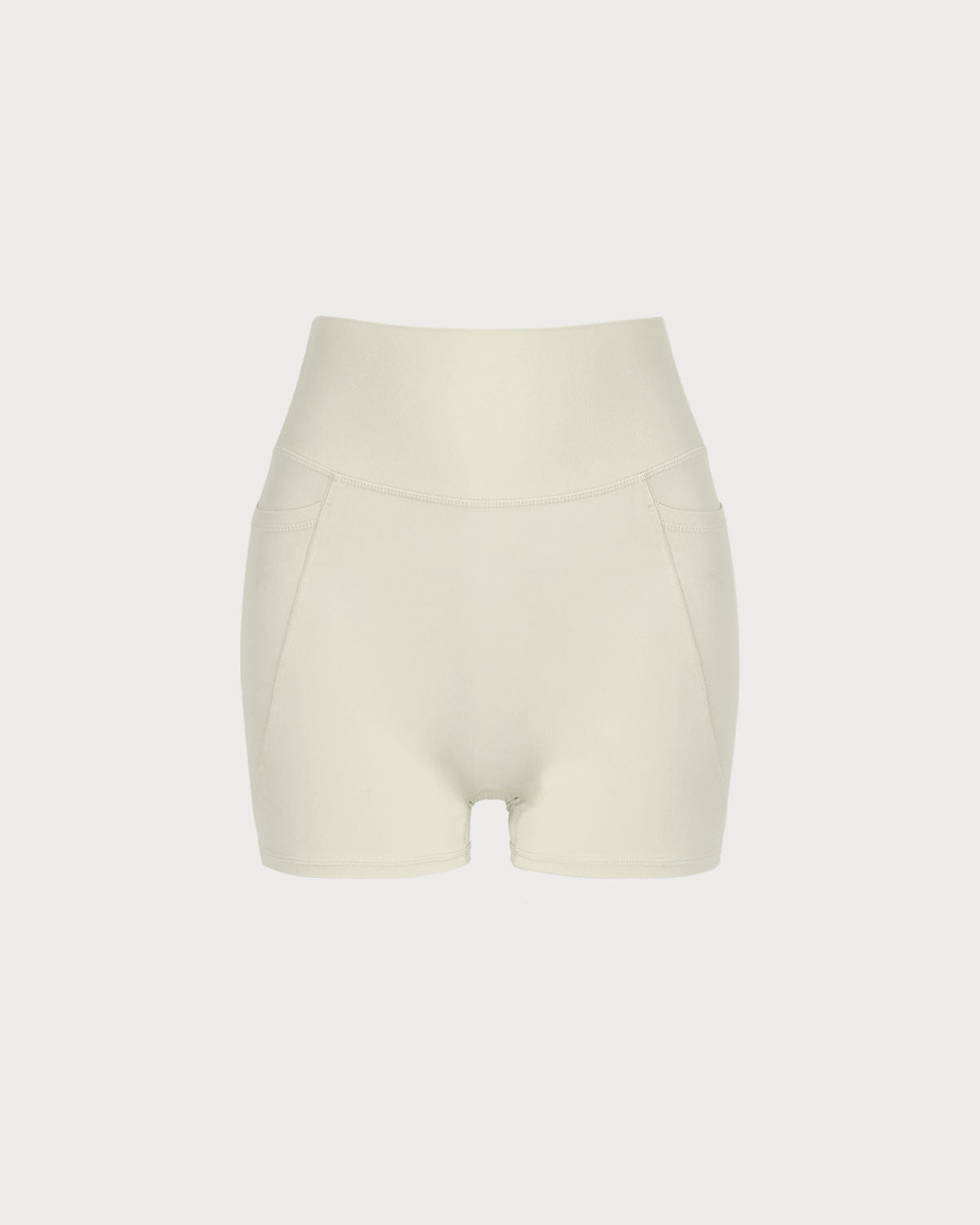 Women's Knit Nylon Side Pocket Yoga Shorts Apricot Yoga Bottoms - RIHOAS