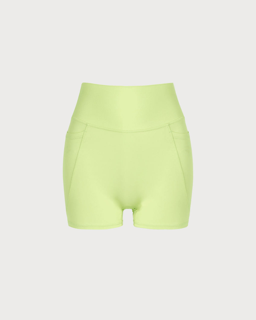 Women's Knit Nylon Side Pocket Yoga Shorts Green Yoga Bottoms - RIHOAS