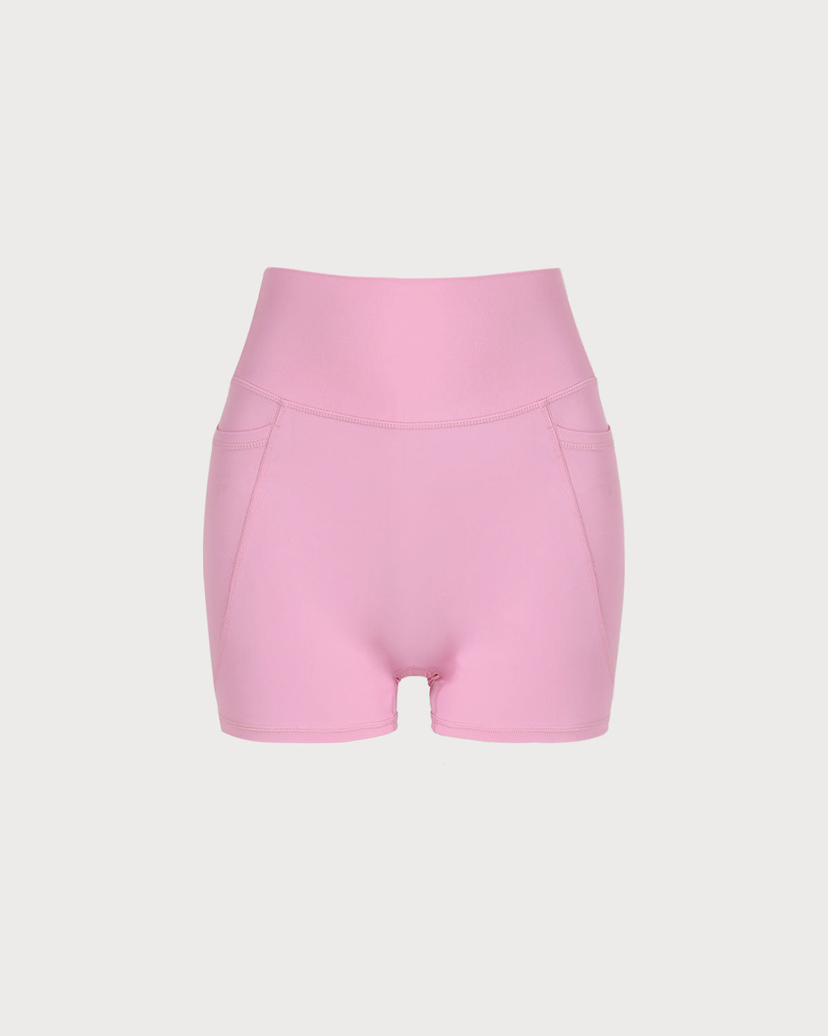 Women's Knit Nylon Side Pocket Yoga Shorts Pink Yoga Bottoms - RIHOAS