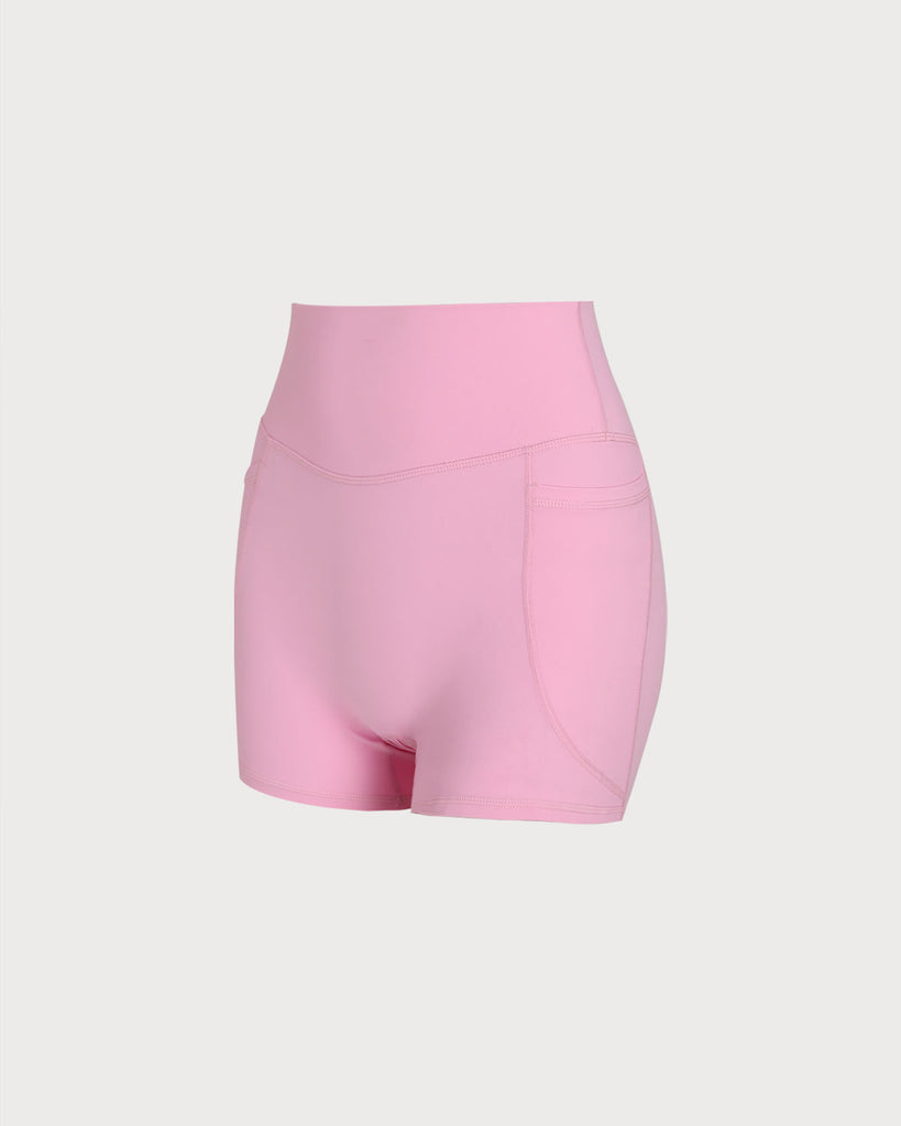 Women's Knit Nylon Side Pocket Yoga Shorts Yoga Bottoms - RIHOAS