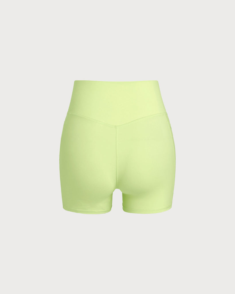 Women's Knit Nylon Side Pocket Yoga Shorts Yoga Bottoms - RIHOAS
