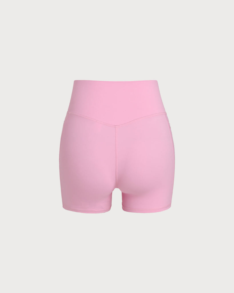 Women's Knit Nylon Side Pocket Yoga Shorts Yoga Bottoms - RIHOAS