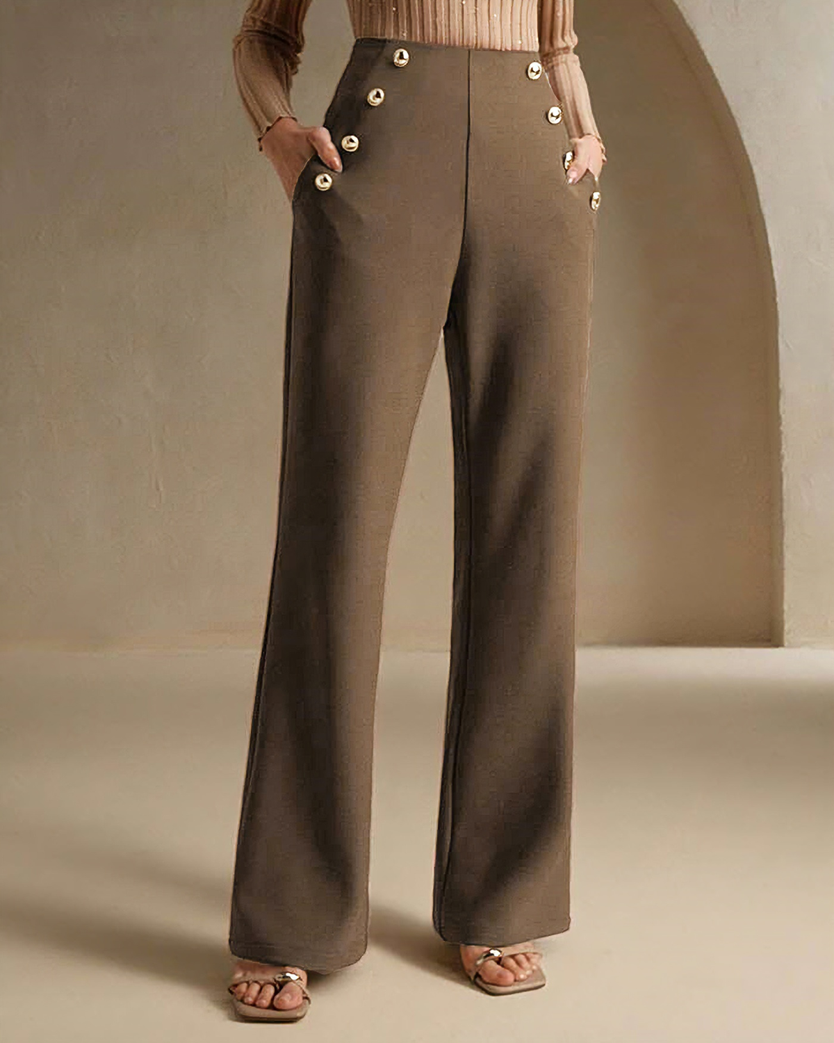 Women's Knit Polyester Casual Pants Bottoms - RIHOAS