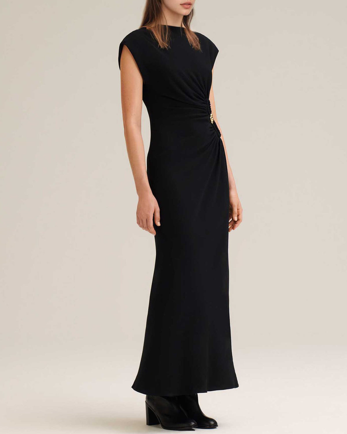 Women's Knit Polyester Maxi Dress Black Dresses - RIHOAS
