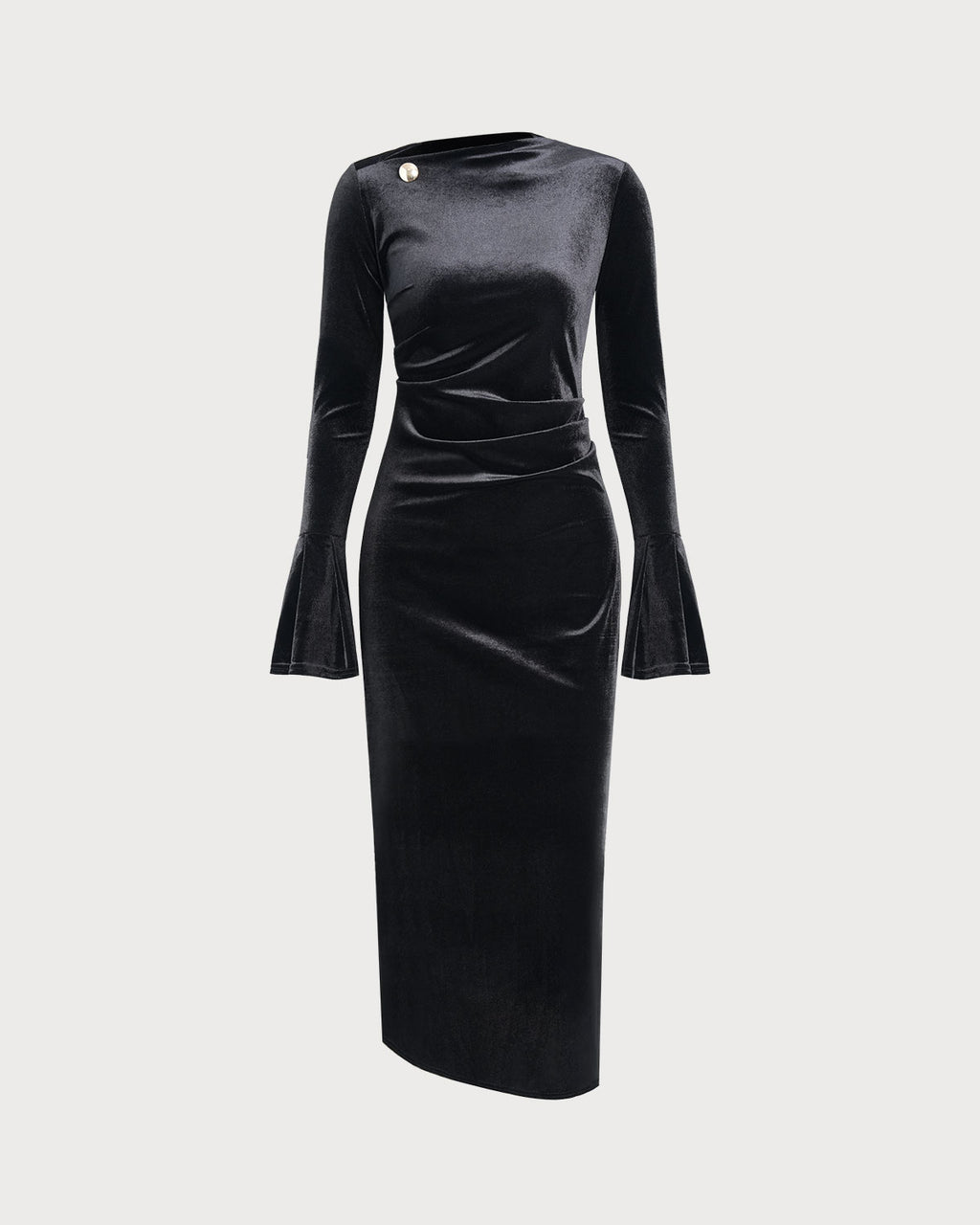 Women's Knit Polyester Maxi Dress Black Dresses - RIHOAS