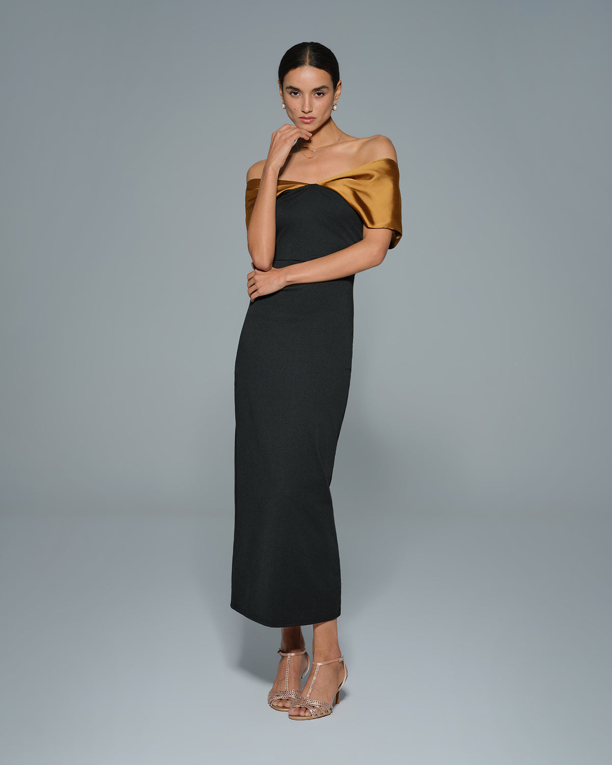 Women's Knit Polyester Maxi Dress Black Dresses - RIHOAS