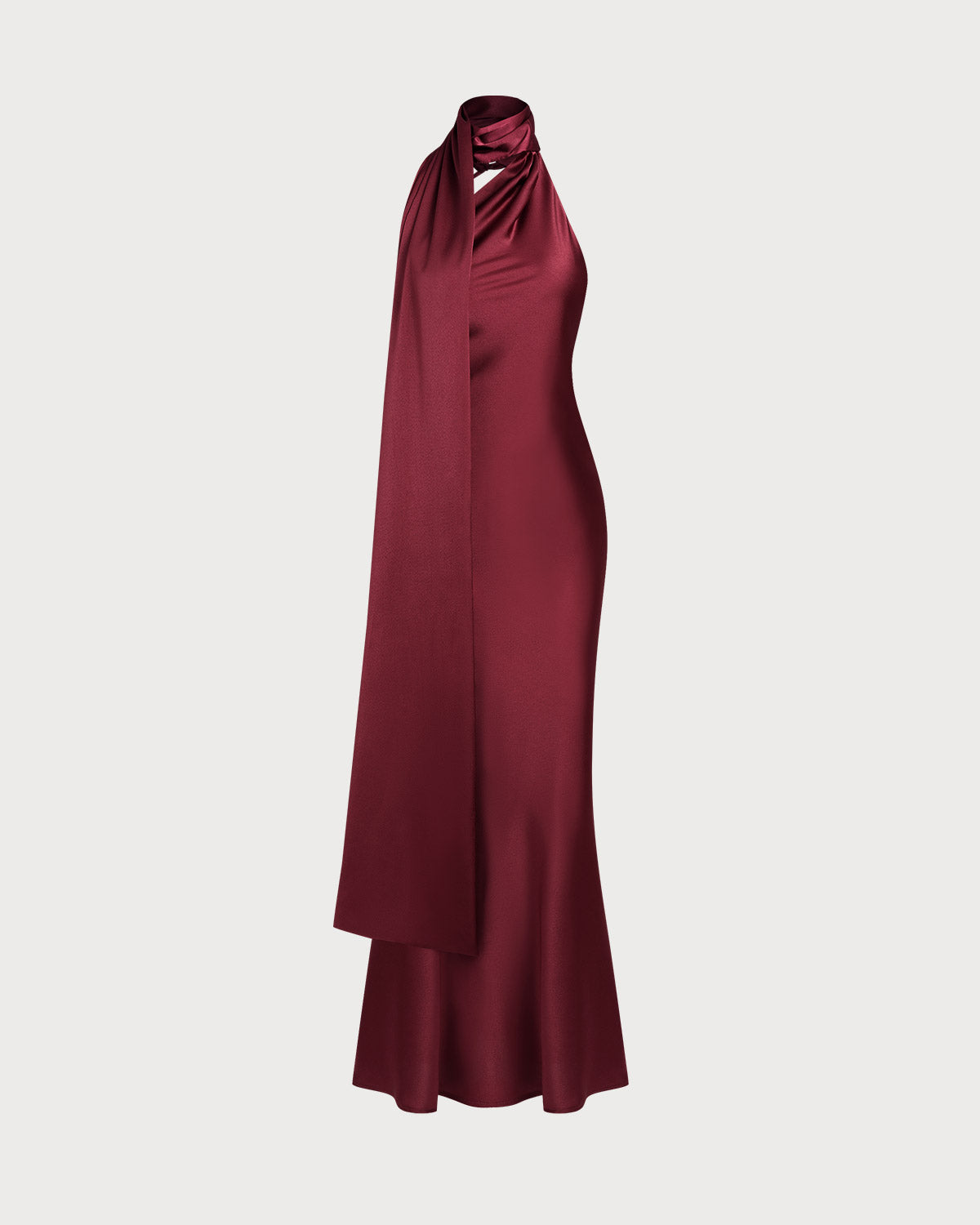 Women's Knit Polyester Maxi Dress Wine Red Dresses - RIHOAS