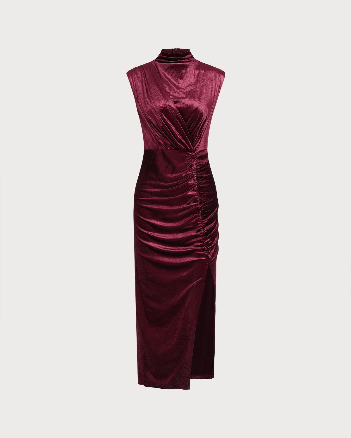 Women's Knit Polyester Maxi  Dress Wine Red Dresses - RIHOAS