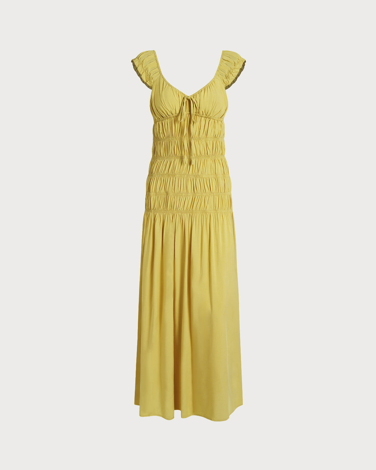 Women's Knit Polyester Maxi Dress Yellow Dresses - RIHOAS