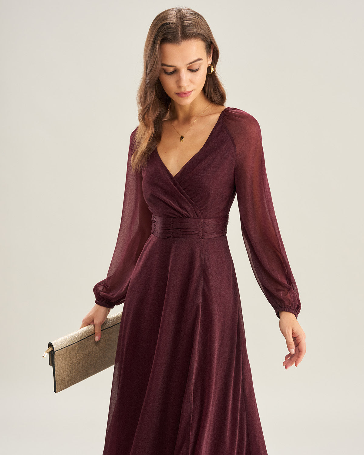 Rihoas Women's V-Neck Sheer A-Line Maxi Dress, Purple / S Rihoas Women's V-Neck Sheer A-Line Maxi Dress, Purple / S