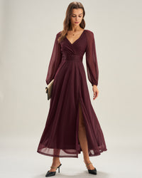 Women's Knit Polyester Maxi Dresses Purple Dresses - RIHOAS