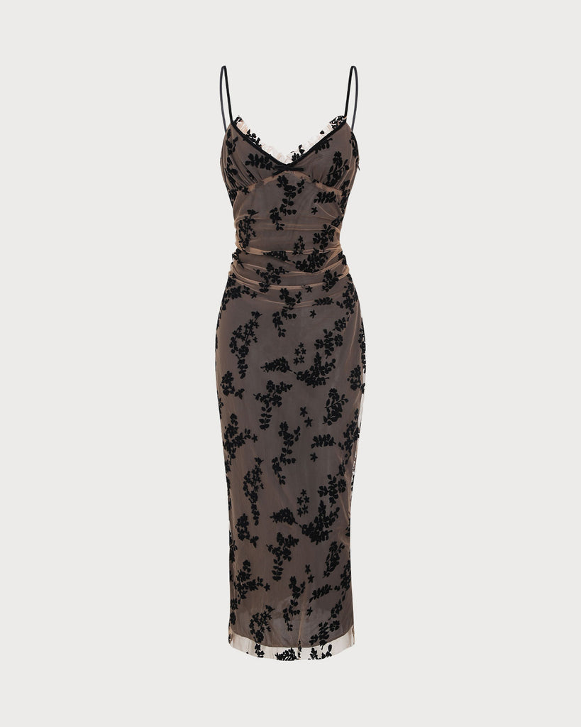 Women's Knit Polyester Midi-Length Dress Coffee Dresses - RIHOAS
