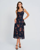 Women's Knit Polyester  Midi Dress Blue Dresses - RIHOAS