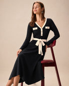 Women's Knit Polyester Midi Dress - RIHOAS - 01