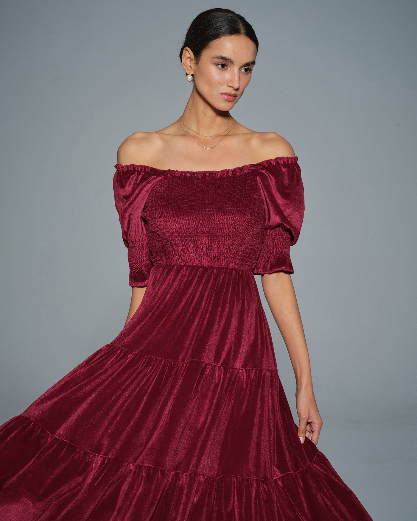 Red Lantern Sleeve U Neck A-Line Midi Dress & Reviews - Red - Dresses | RIHOAS Red Lantern Sleeve U Neck A-Line Midi Dress & Reviews - Red - Dresses | RIHOAS