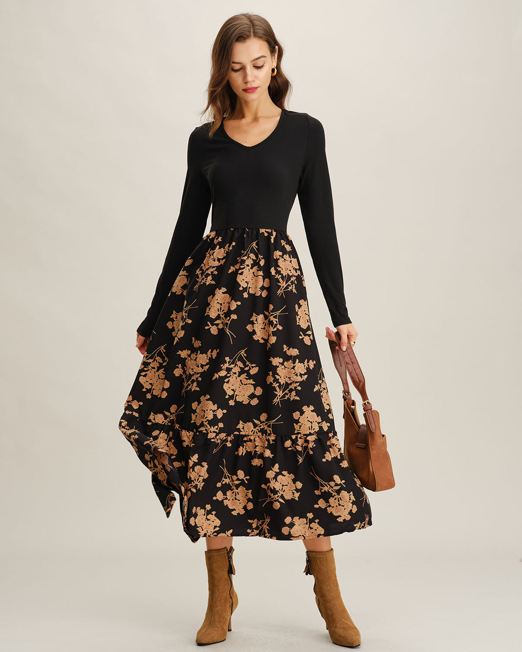 Women's Knit Polyester Midi Dress Dresses - RIHOAS
