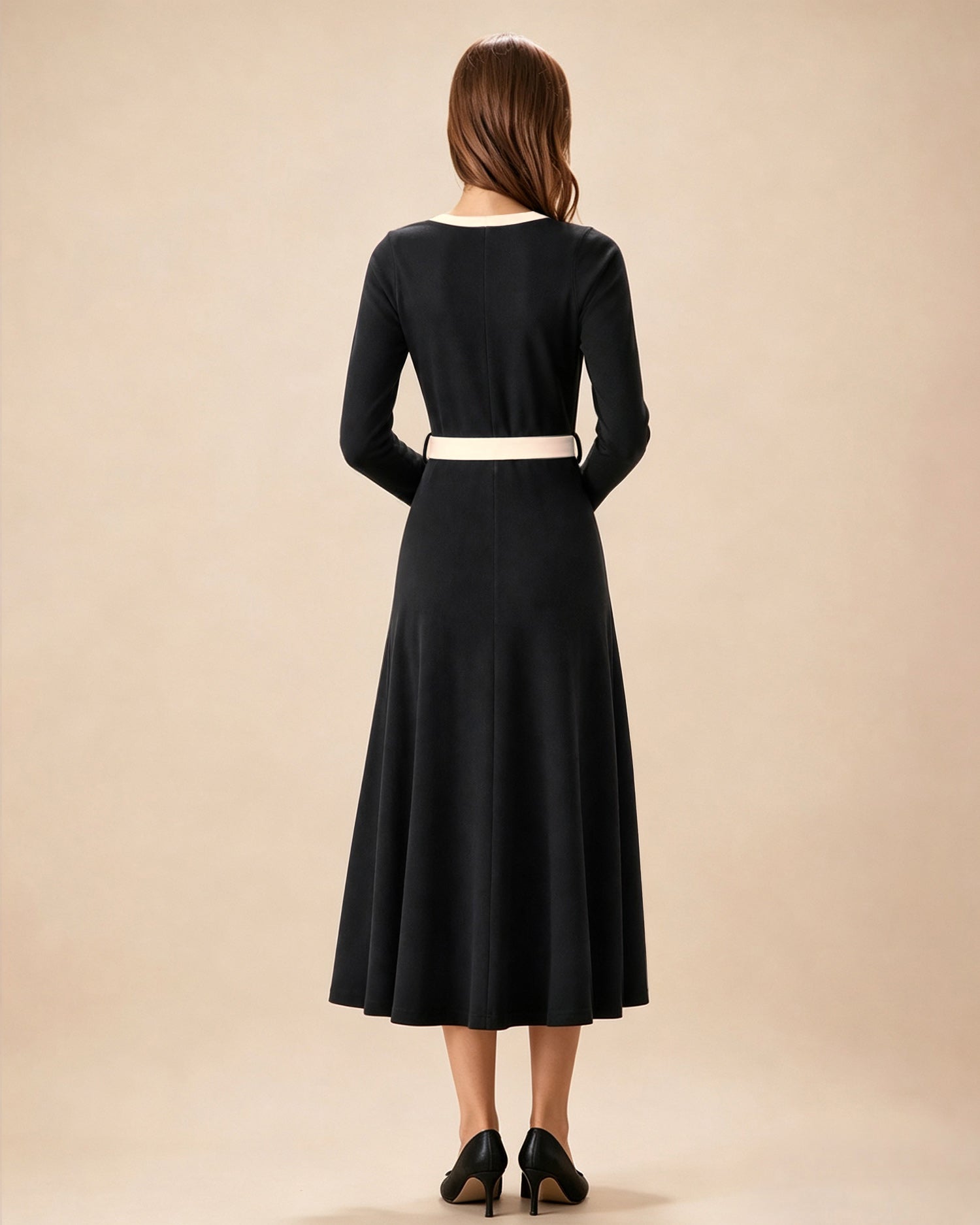 Women's Knit Polyester Midi Dress - RIHOAS - 02