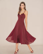 Women's Knit Polyester Midi Dress Dresses - RIHOAS