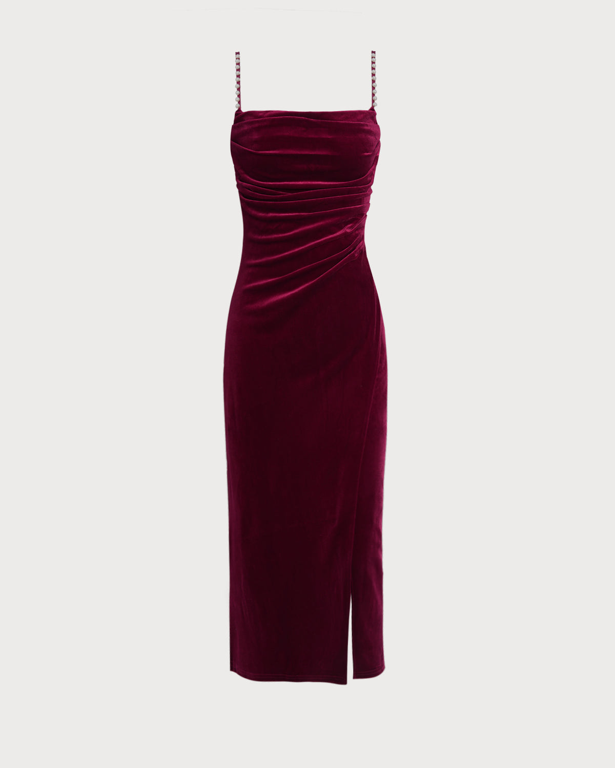 Women's Knit Polyester Midi Dress Wine Red Dresses - RIHOAS