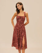 Women's Knit Polyester Midi Dress Wine Red Dresses - RIHOAS