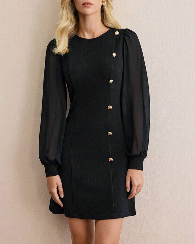 Women's Knit Polyester Mini Dress Black Dresses - RIHOAS