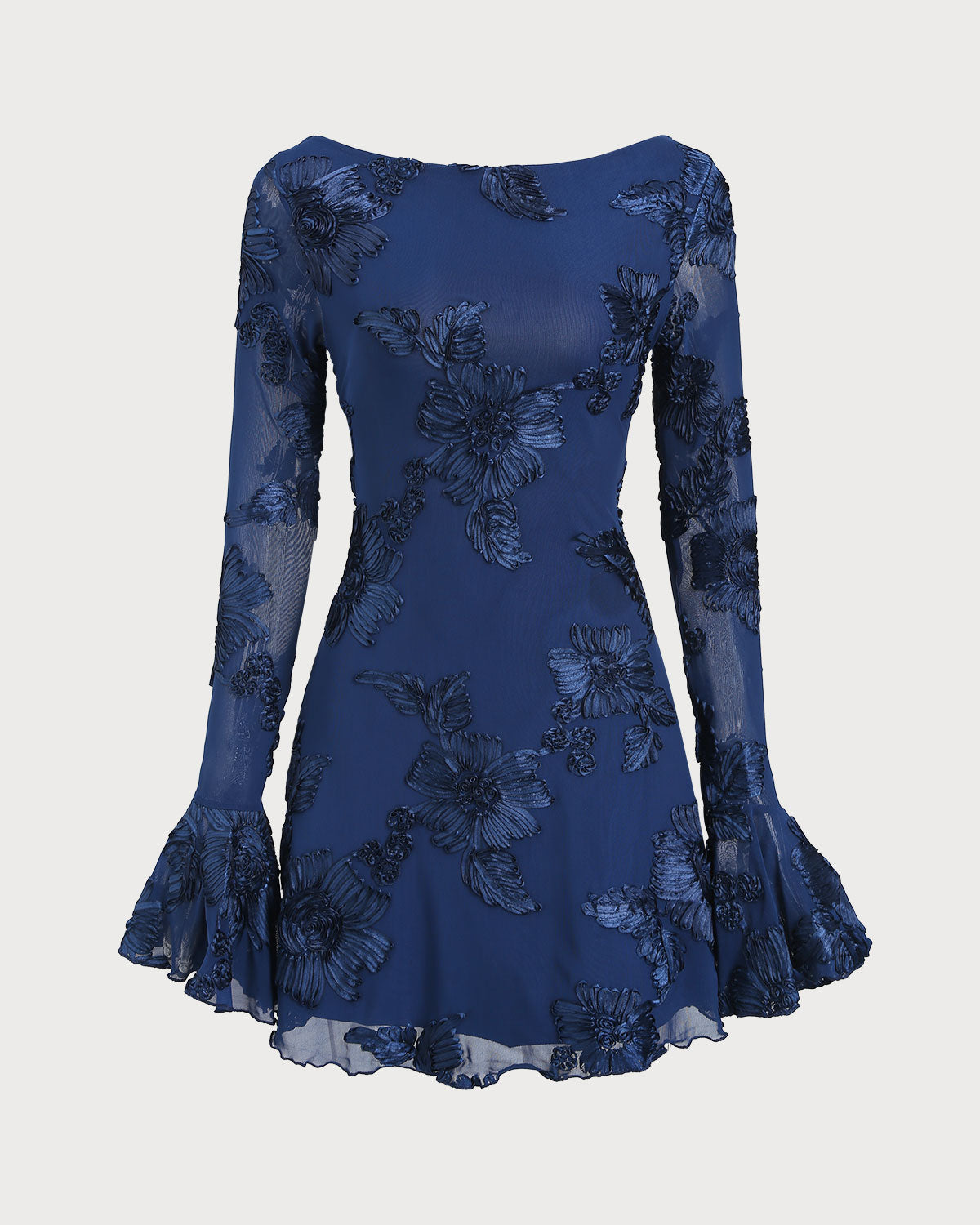 Women's Knit Polyester Mini Dress Blue Dresses - RIHOAS