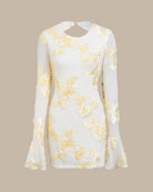 Women's Knit Polyester Mini Dress Off White Dresses - RIHOAS