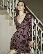 Women's Knit Polyester Mini Dress Purple Dresses - RIHOAS