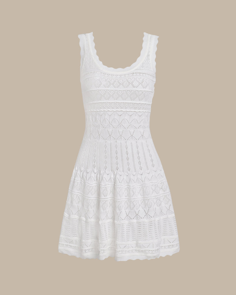 Women's Knit Polyester Mini Dress White Dresses - RIHOAS