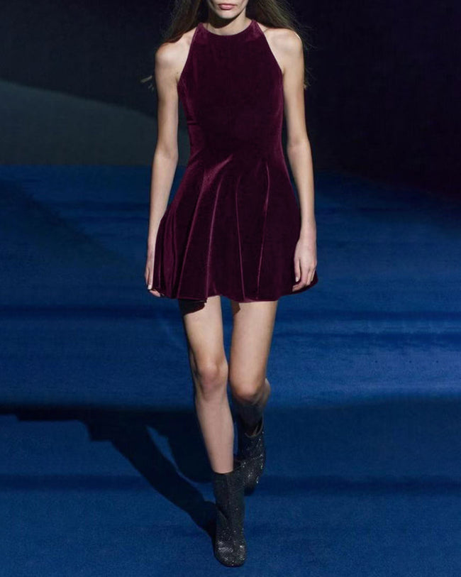 Women's Knit Polyester Mini Dress Wine Red Dresses - RIHOAS