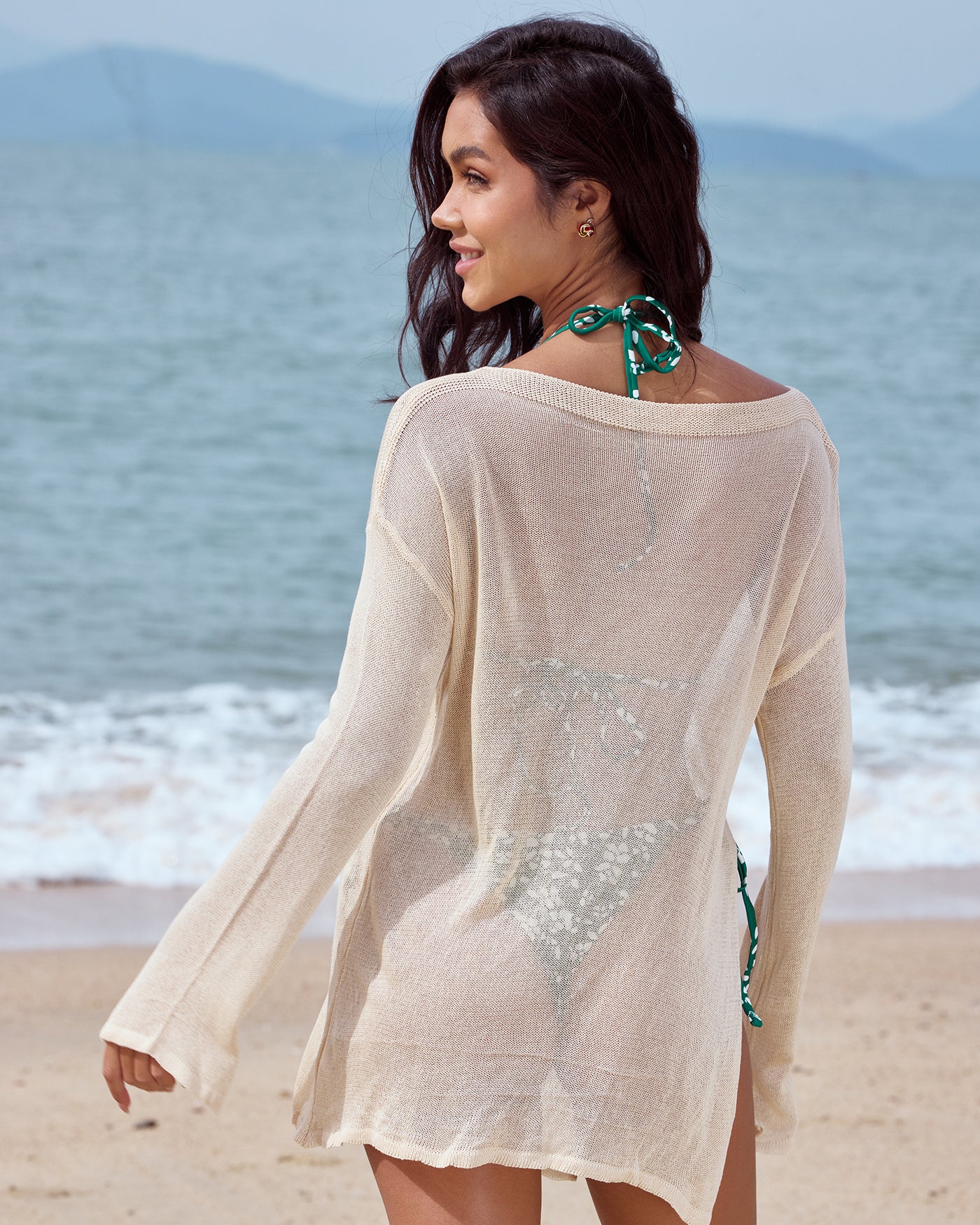 Women's Knit Polyester Swimsuit Cover-Up Cover-ups - RIHOAS