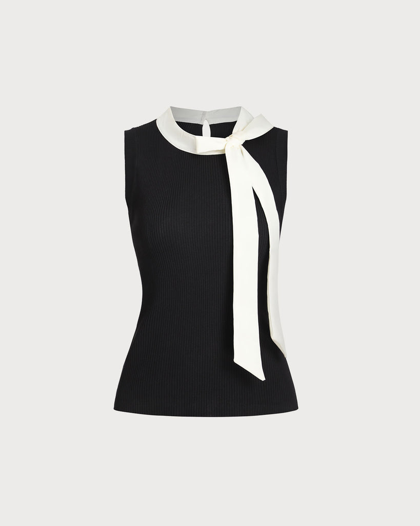Women's Knit Polyester Tank Top Black Tops - RIHOAS