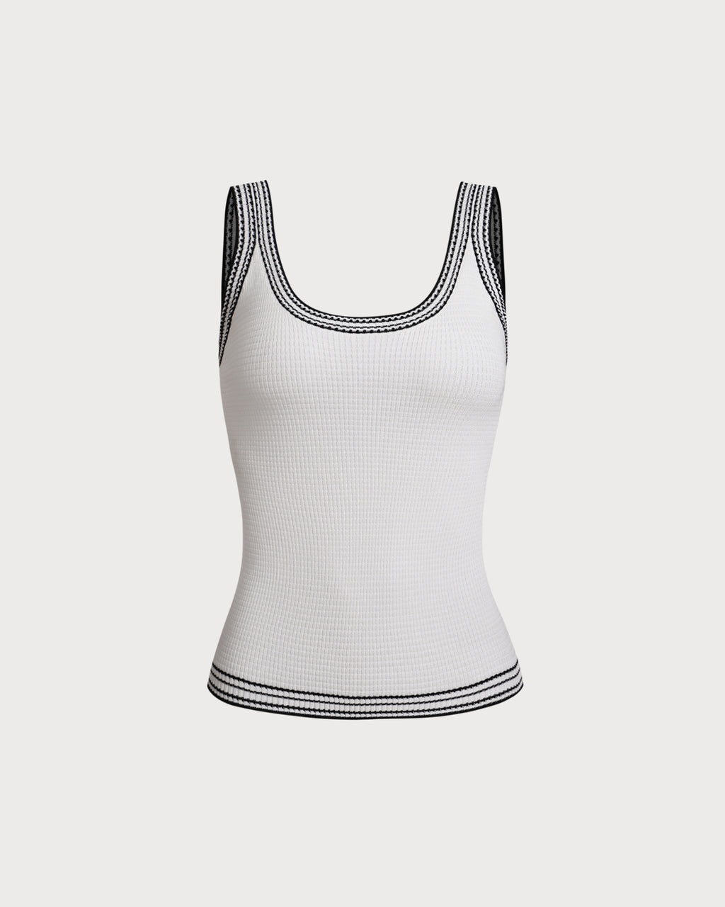 Women's Knit Polyester Tank Top White Tops - RIHOAS