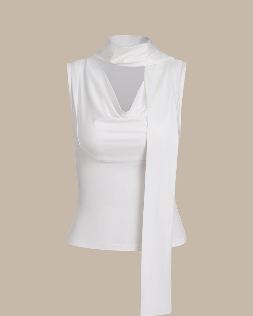 Women's Knit Polyester Tank Top White Tops - RIHOAS