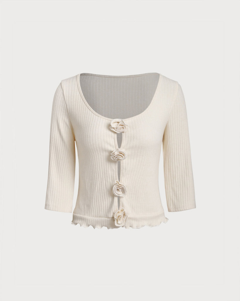 Women's Knit Polyester Tees Apricot Tops - RIHOAS