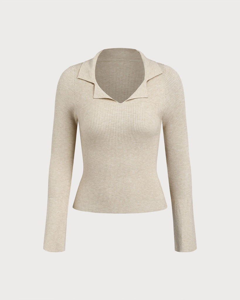 Women's Knit Polyester Top Apricot Tops - RIHOAS