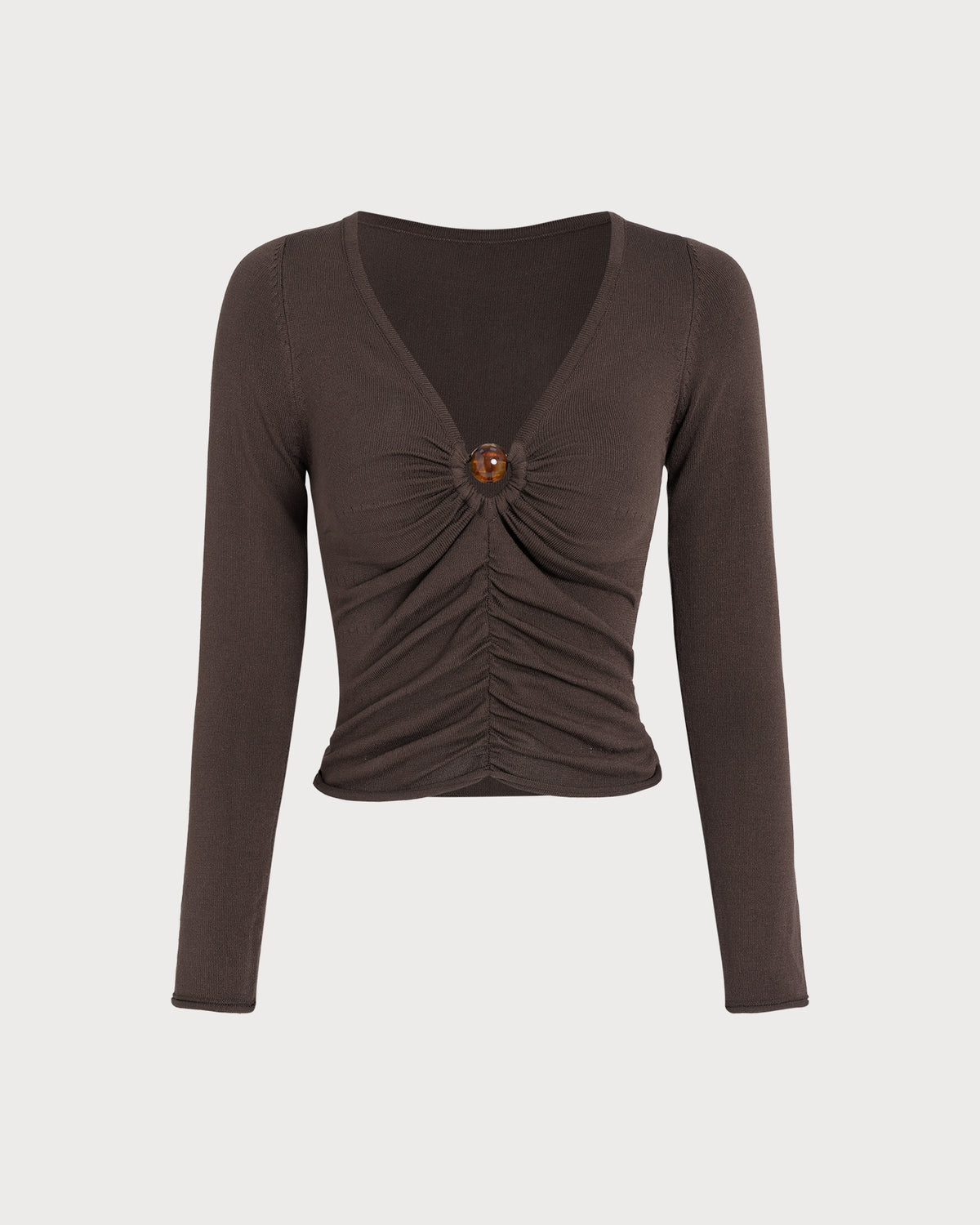 Women's Knit Polyester Top Coffee Tops - RIHOAS