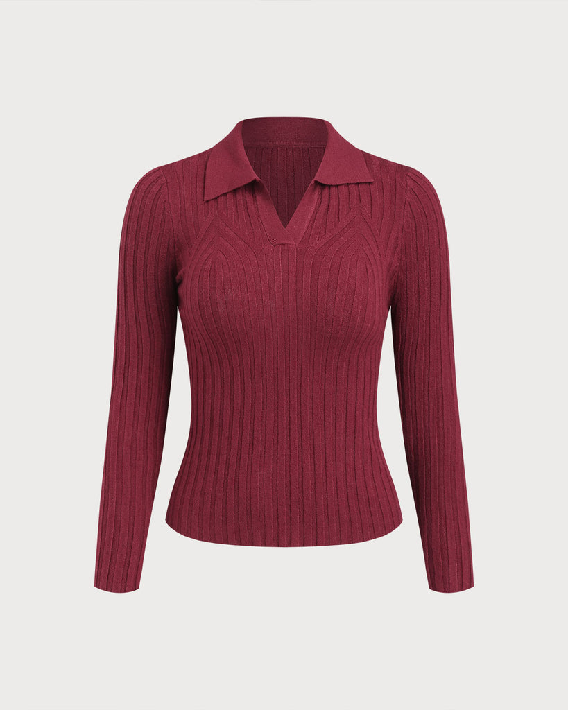 Women's Knit Polyester Top Red Tops - RIHOAS