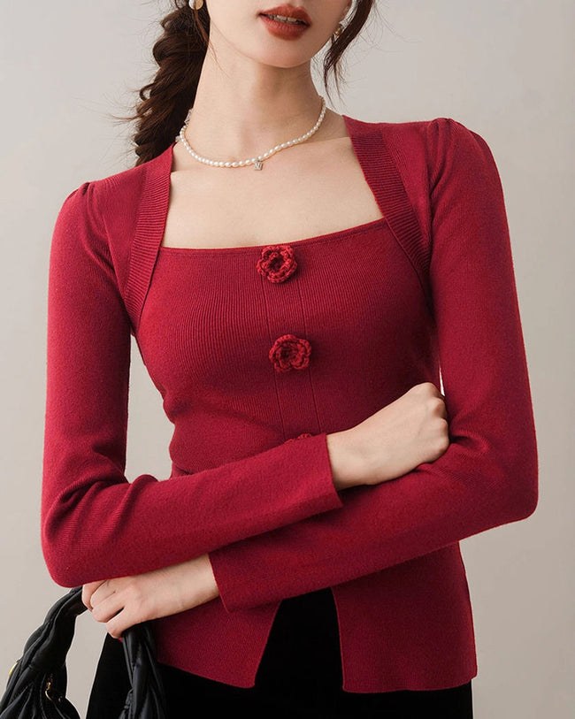 Women's Knit Polyester Top Tops - RIHOAS