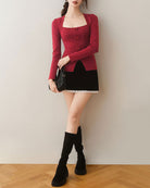 Women's Knit Polyester Top Tops - RIHOAS