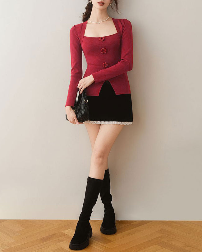 Women's Knit Polyester Top Tops - RIHOAS