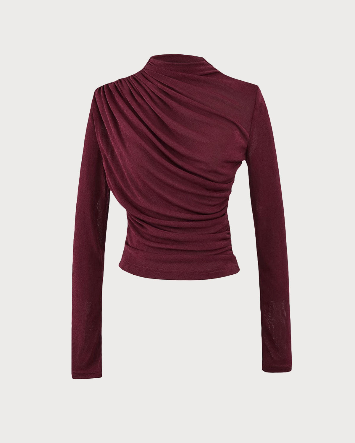 Women's Knit Polyester Top Wine Red Tops - RIHOAS
