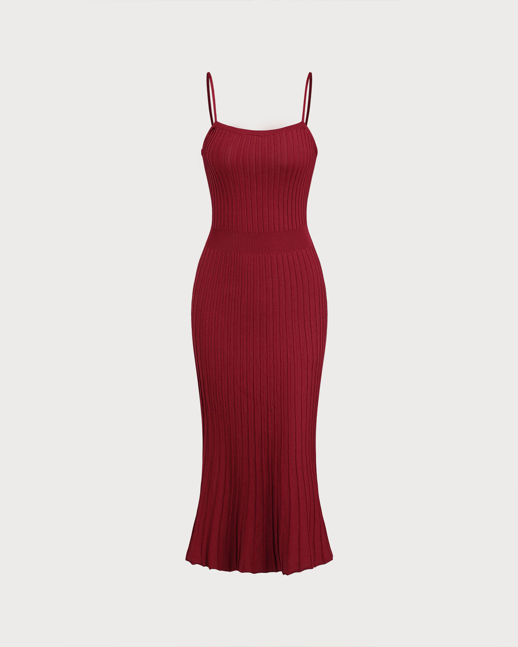 Women's Knit Polyester Wool Dress Wine Red Dresses - RIHOAS