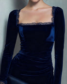 Women's Knit Velvet Mini Dress Dresses - RIHOAS