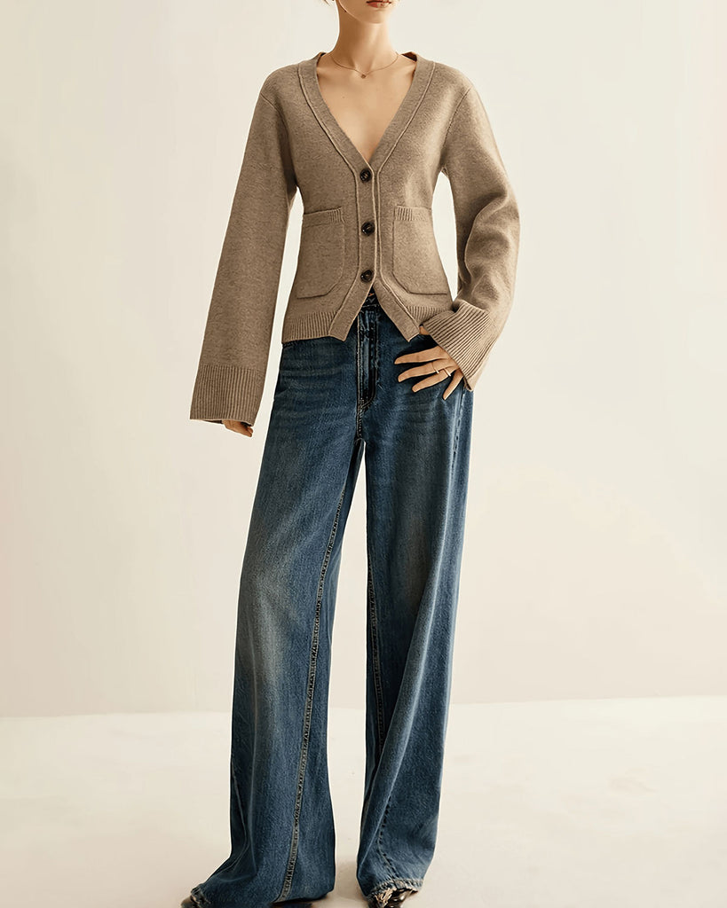 Women's Knit Viscose Cardigan Sweater Tops - RIHOAS
