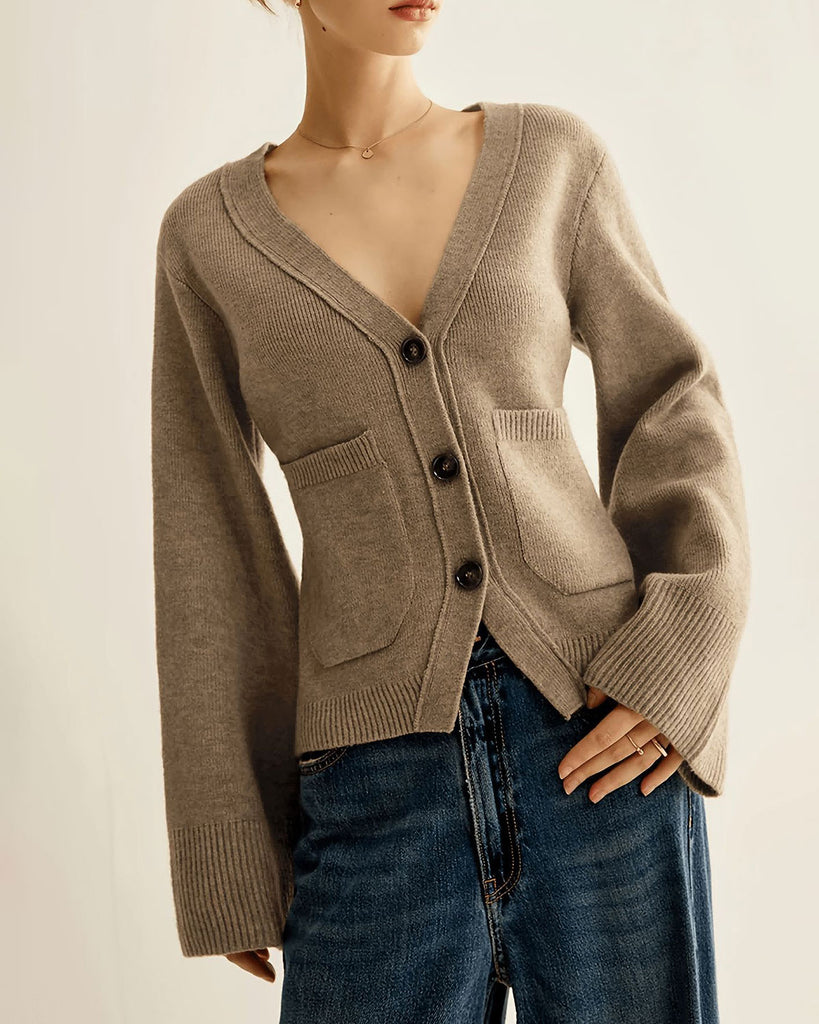Women's Knit Viscose Cardigan Sweater Tops - RIHOAS