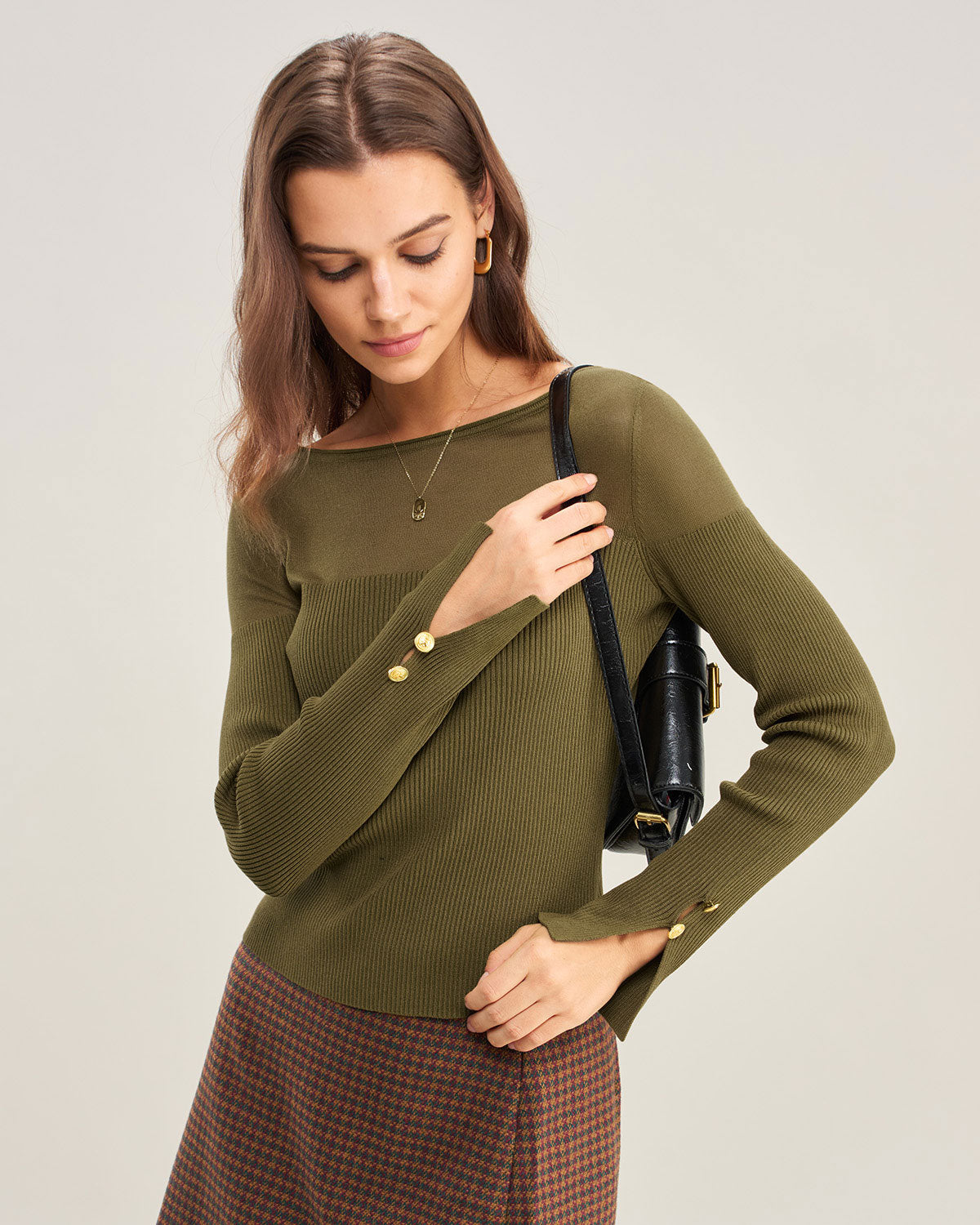 Women's Knit Viscose Top Olive Green Tops - RIHOAS